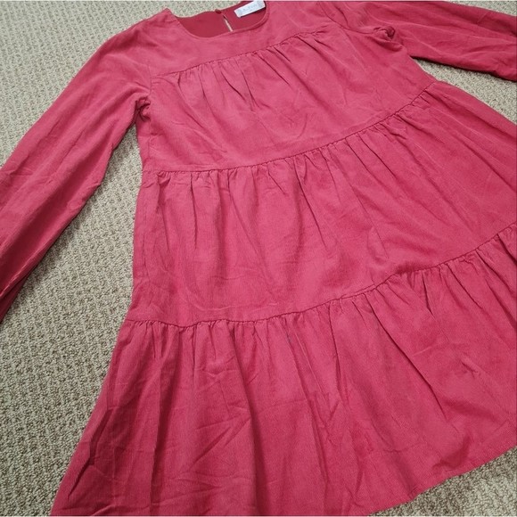 Altar'd State Rusted Dusty Red Couduroy Longsleeve Tiered Dress XS - Picture 11 of 11